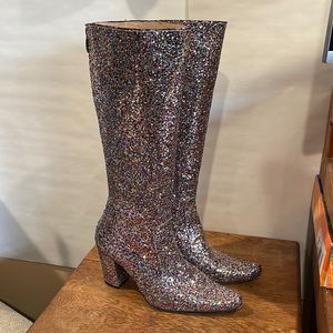 Zeyzani Tall multi color Glitter heeled boots size 38